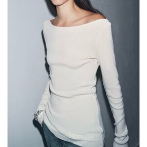 NWT ZARA RIBBED BOATNECK T-SHIRT